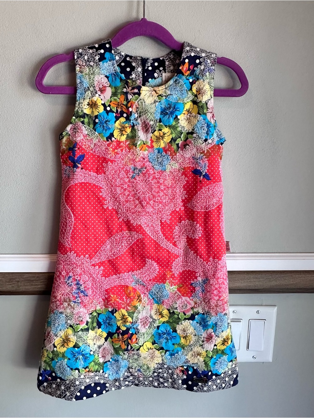 Lilax Floral Embroidered Cotton Sleeveless Dress